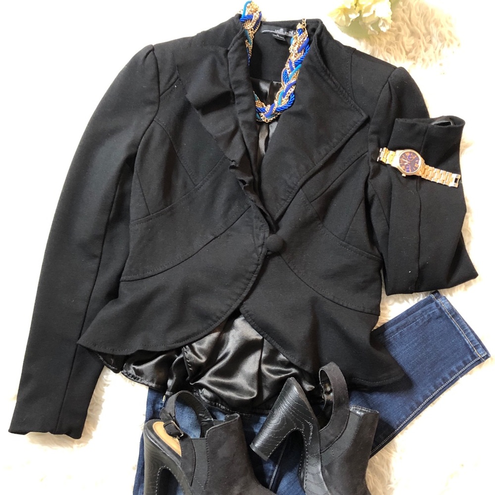 Black blazer with shoulder pads